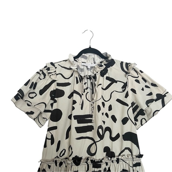 Hunter Bell Merritt Dress in Black and White Ink Line Medium - Picture 3 of 8